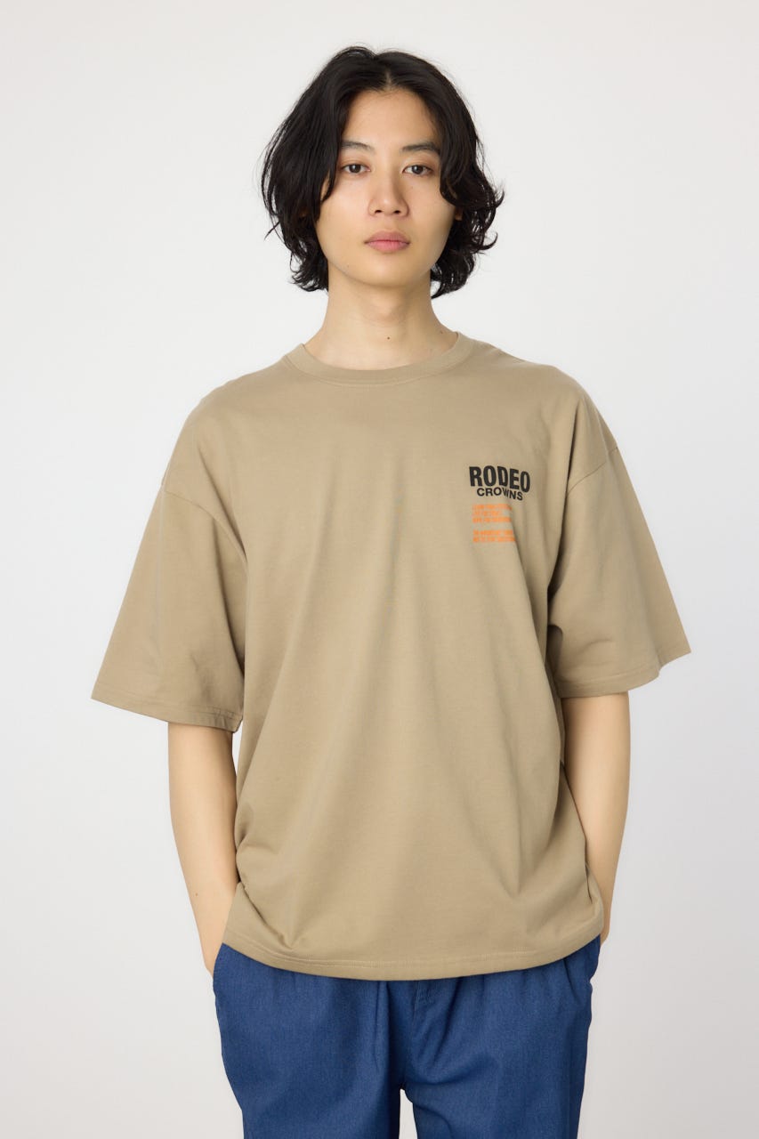 アミリ ロゴTシャツ ベージュ メンズ デニムや黒のパンツに RODEO CROWNS WIDE BOWL | メンズOverlap デニムアップリケT