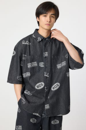 スタンプデニムシャツ
