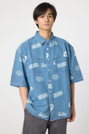 スタンプデニムシャツ