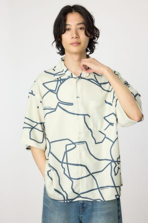 アブストラクトホエールシャツ
