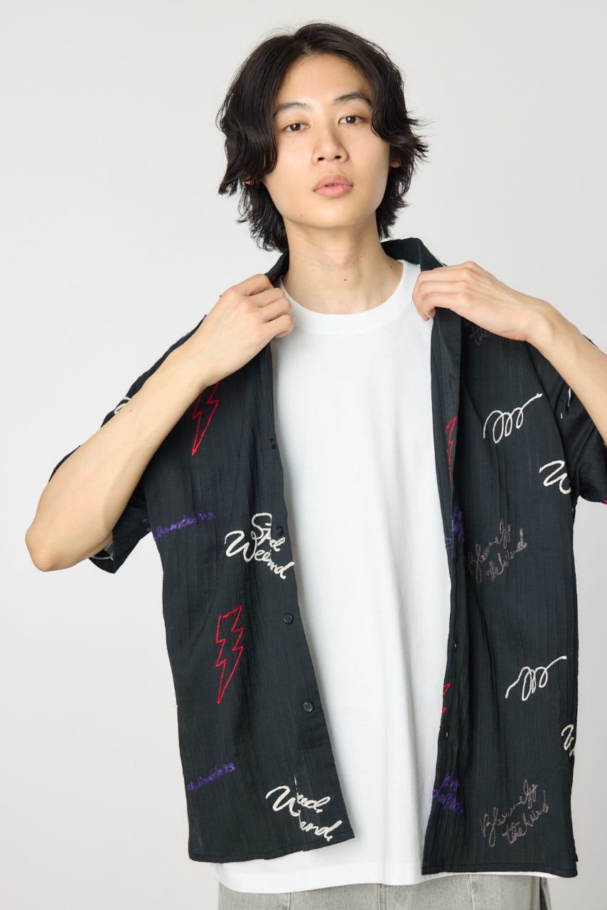 エンブロイダリーレタードシャツ BLK M