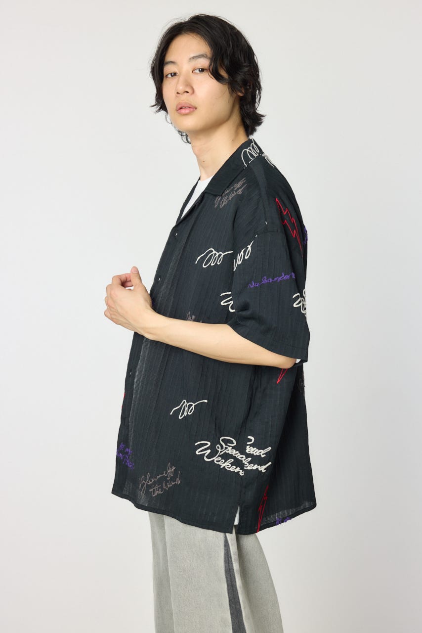 エンブロイダリーレタードシャツ BLK M