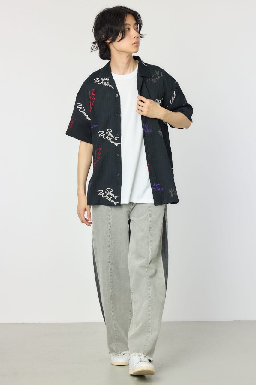 エンブロイダリーレタードシャツ BLK M