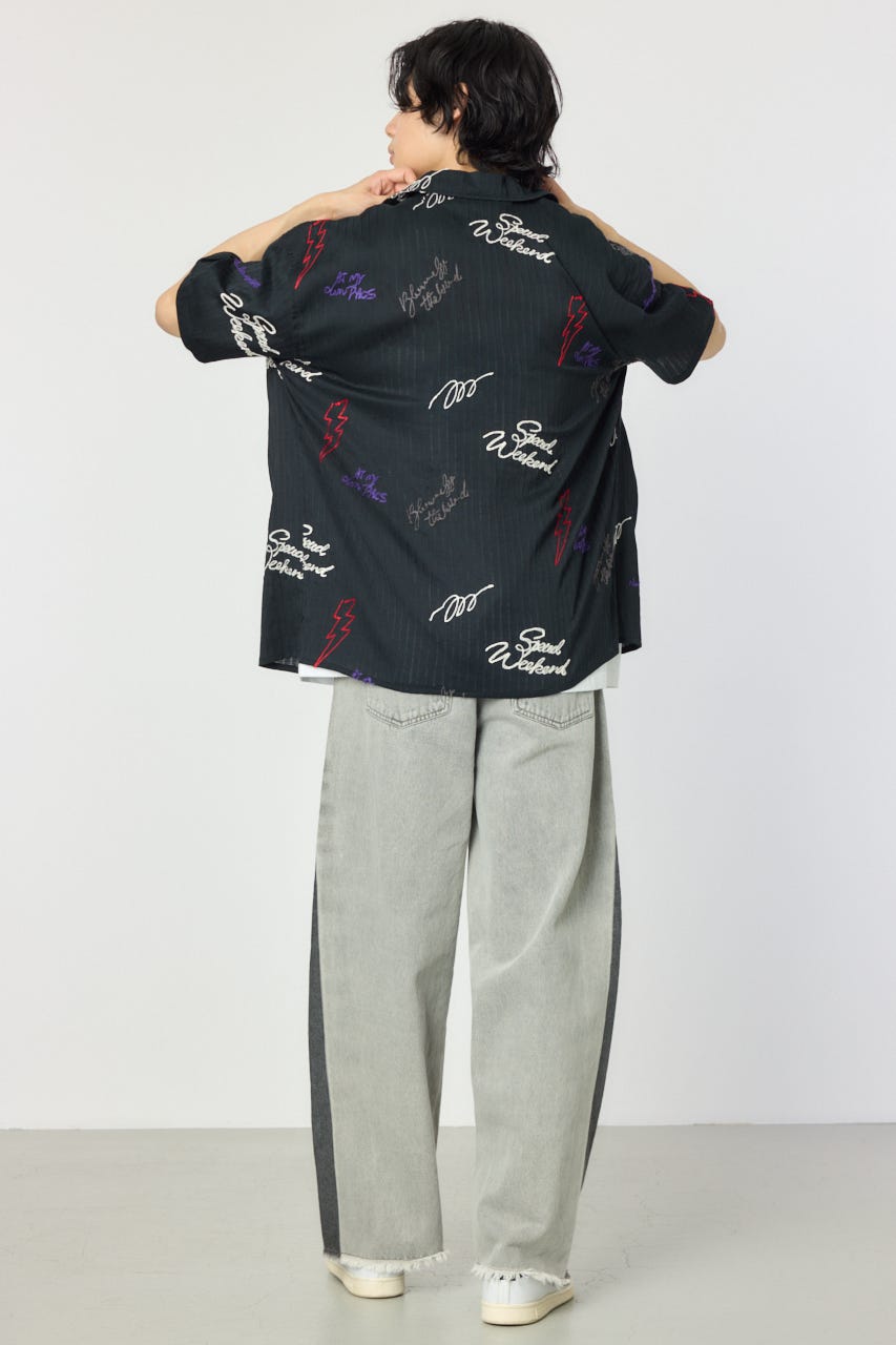 エンブロイダリーレタードシャツ BLK M