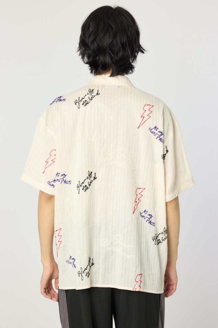 試着のみ　ROSY MONSTER エンブロイダリーロゴシャツ　ベージュ UNITED ARROWS green label relaxing｜エンブロイダリー 刺繍