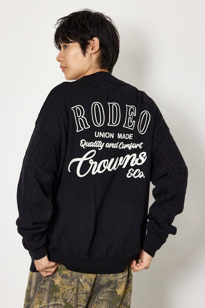 細ケーブルニットカーディガン BLK L