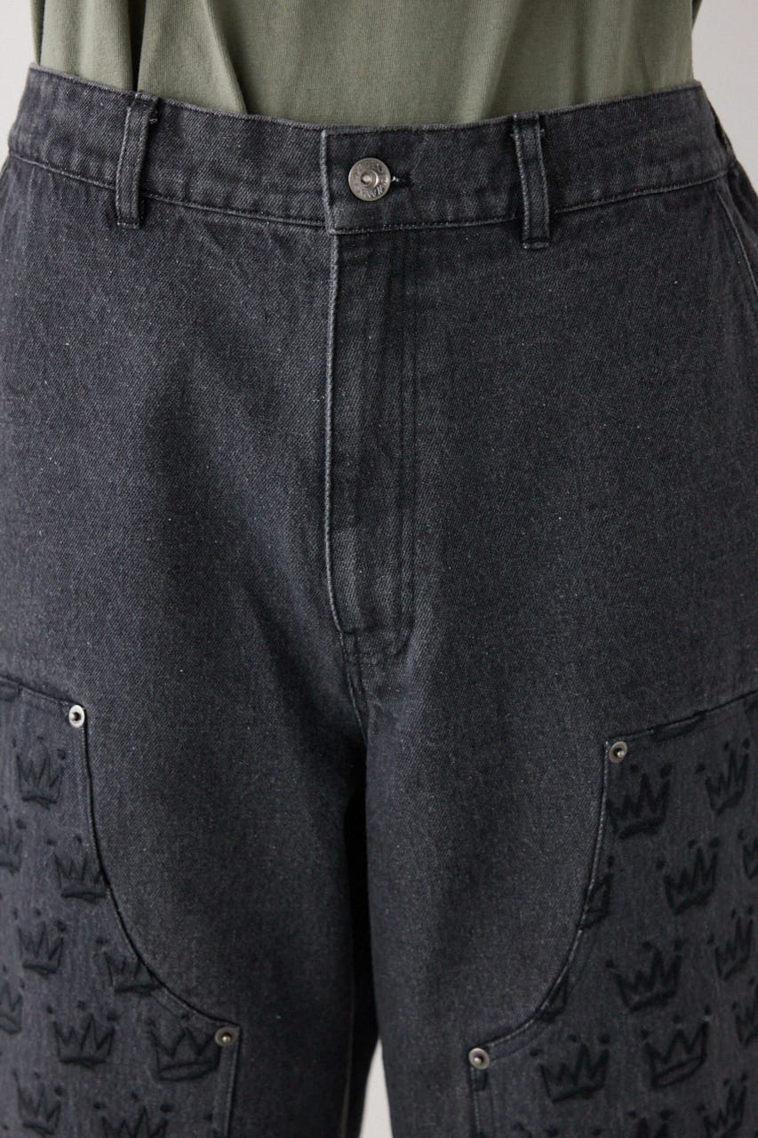 ダブルニーデニムショーツ BLK M