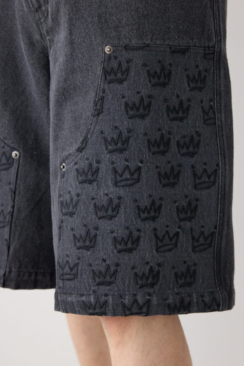 ダブルニーデニムショーツ BLK M