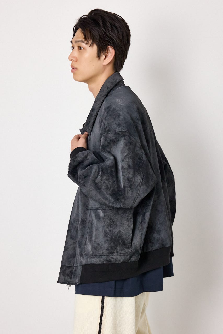 Unevenフェイクレザーブルゾン C.GRY M