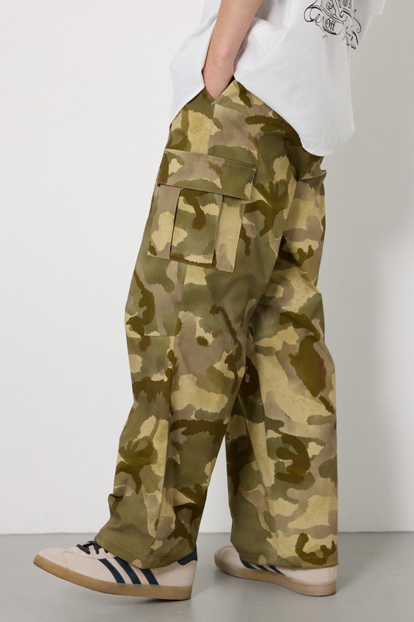 ストレッチリップカーゴパンツ 柄BEG M