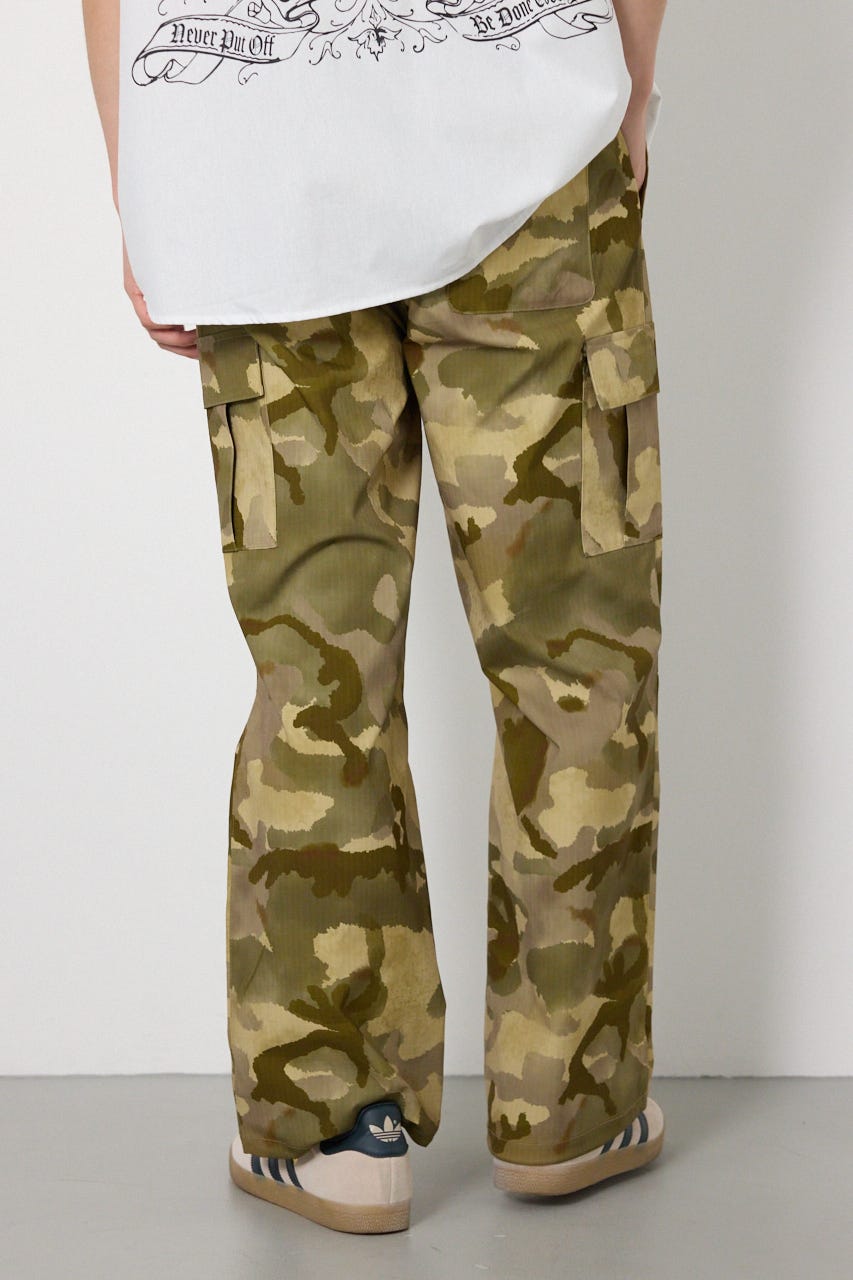 ストレッチリップカーゴパンツ 柄BEG M