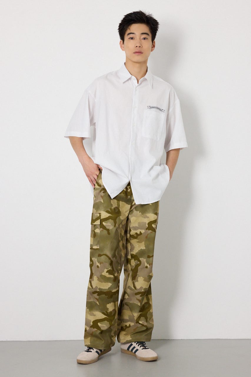 ストレッチリップカーゴパンツ 柄BEG M