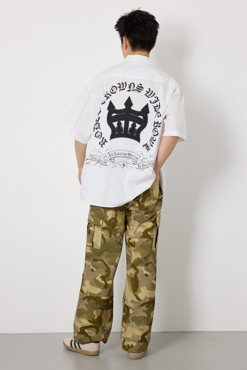 ストレッチリップカーゴパンツ 柄BEG M