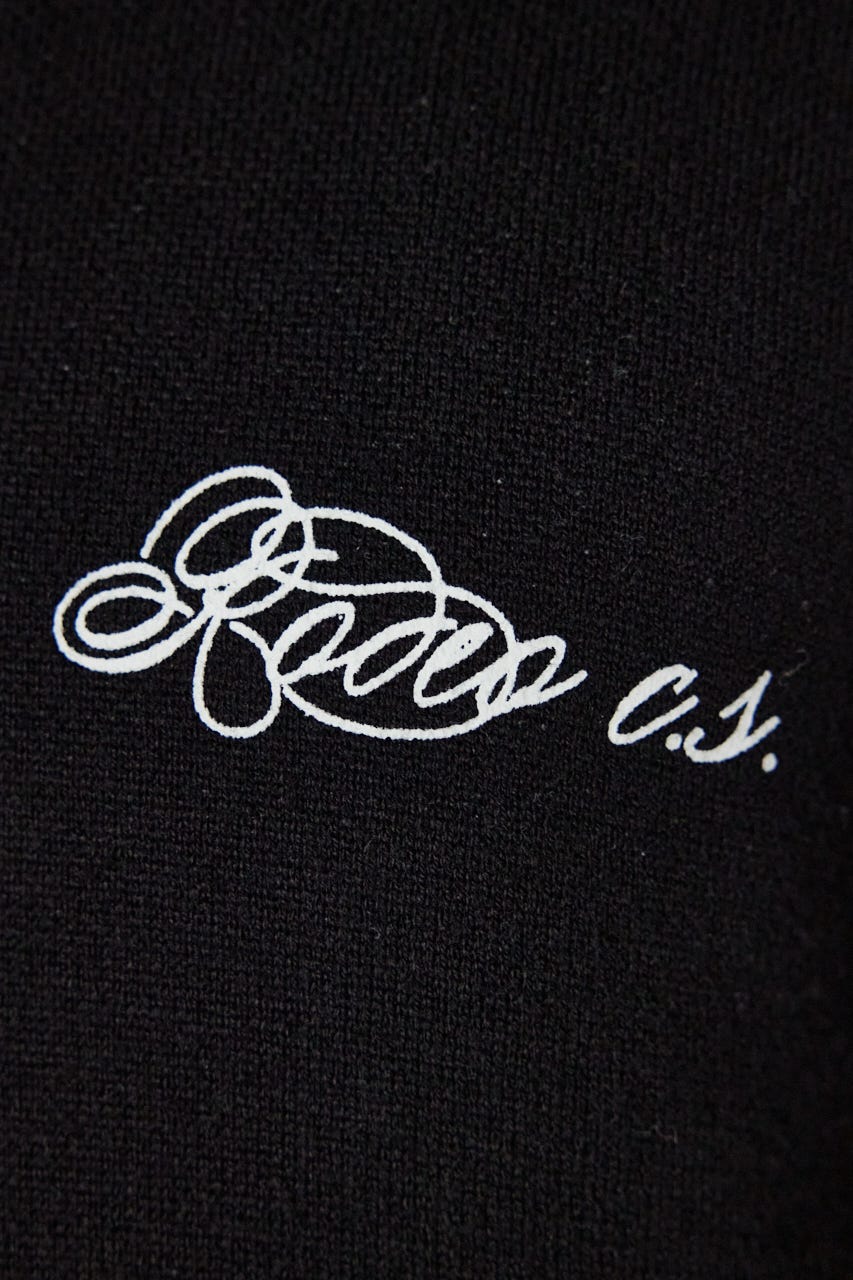 スウェットライクハーフzipフーディー BLK L