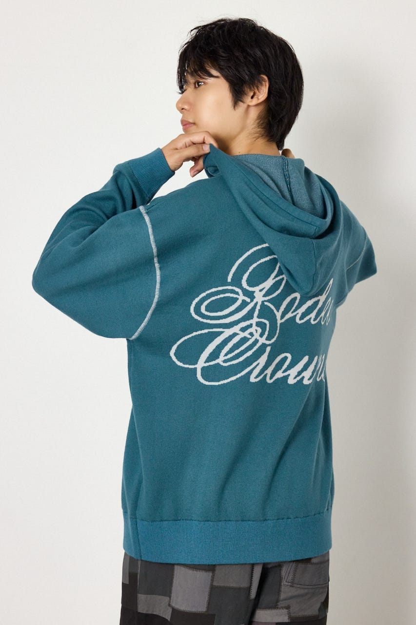 スウェットライクハーフzipフーディー D/BLU M