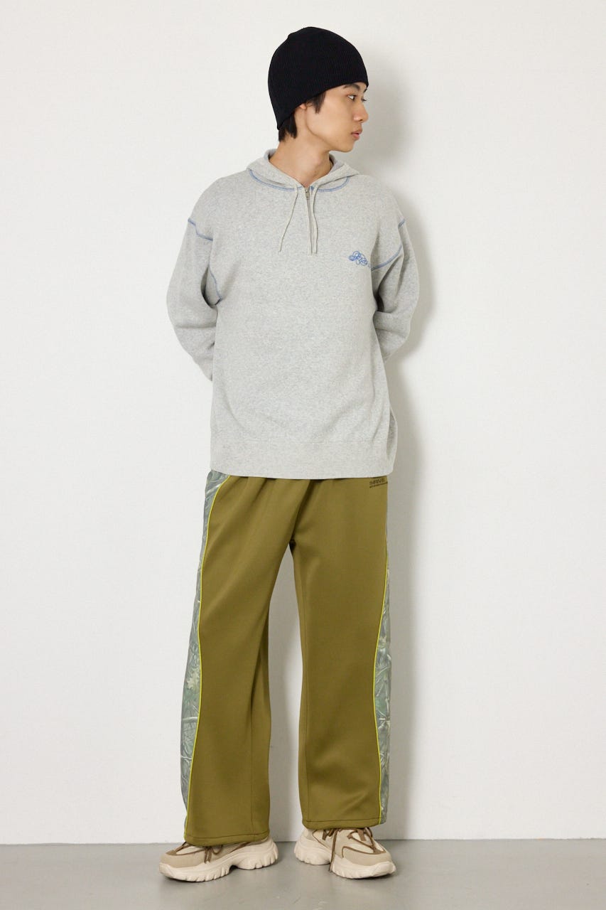 スウェットライクハーフzipフーディー L/T.GRY M