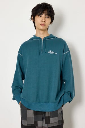 スウェットライクハーフzipフーディー