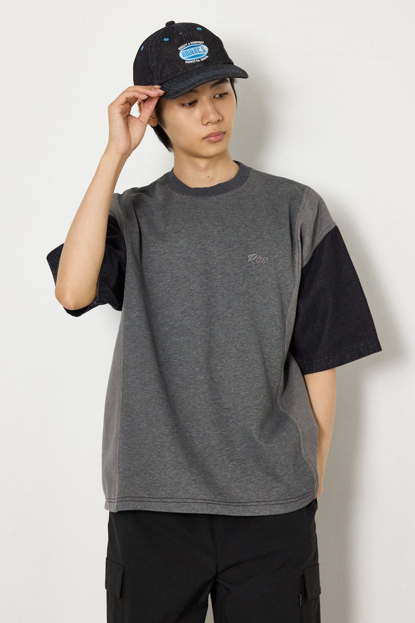 デニムドッキング半袖スウェット BLK M