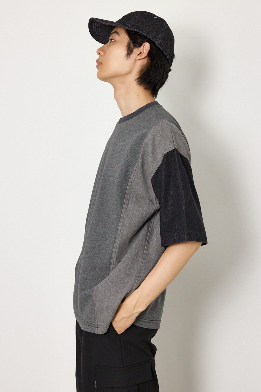 デニムドッキング半袖スウェット BLK M