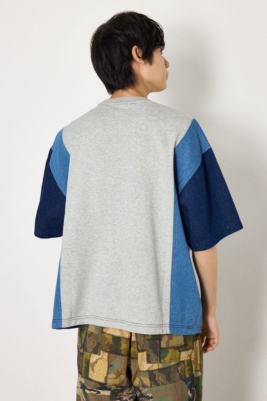 デニムドッキング半袖スウェット BLU L
