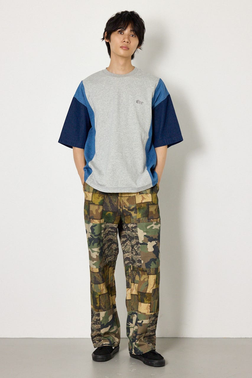 デニムドッキング半袖スウェット BLU L