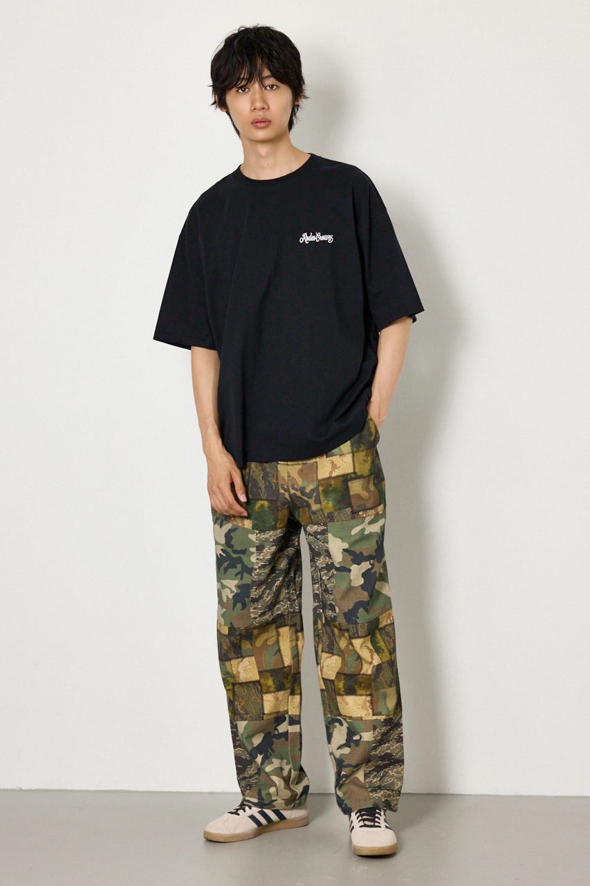 カモフラアップリケTシャツ BLK M