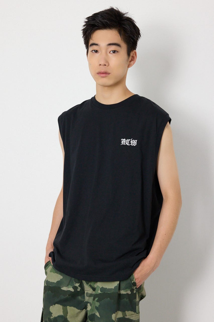 Blackletterノースリーブトップス BLK M