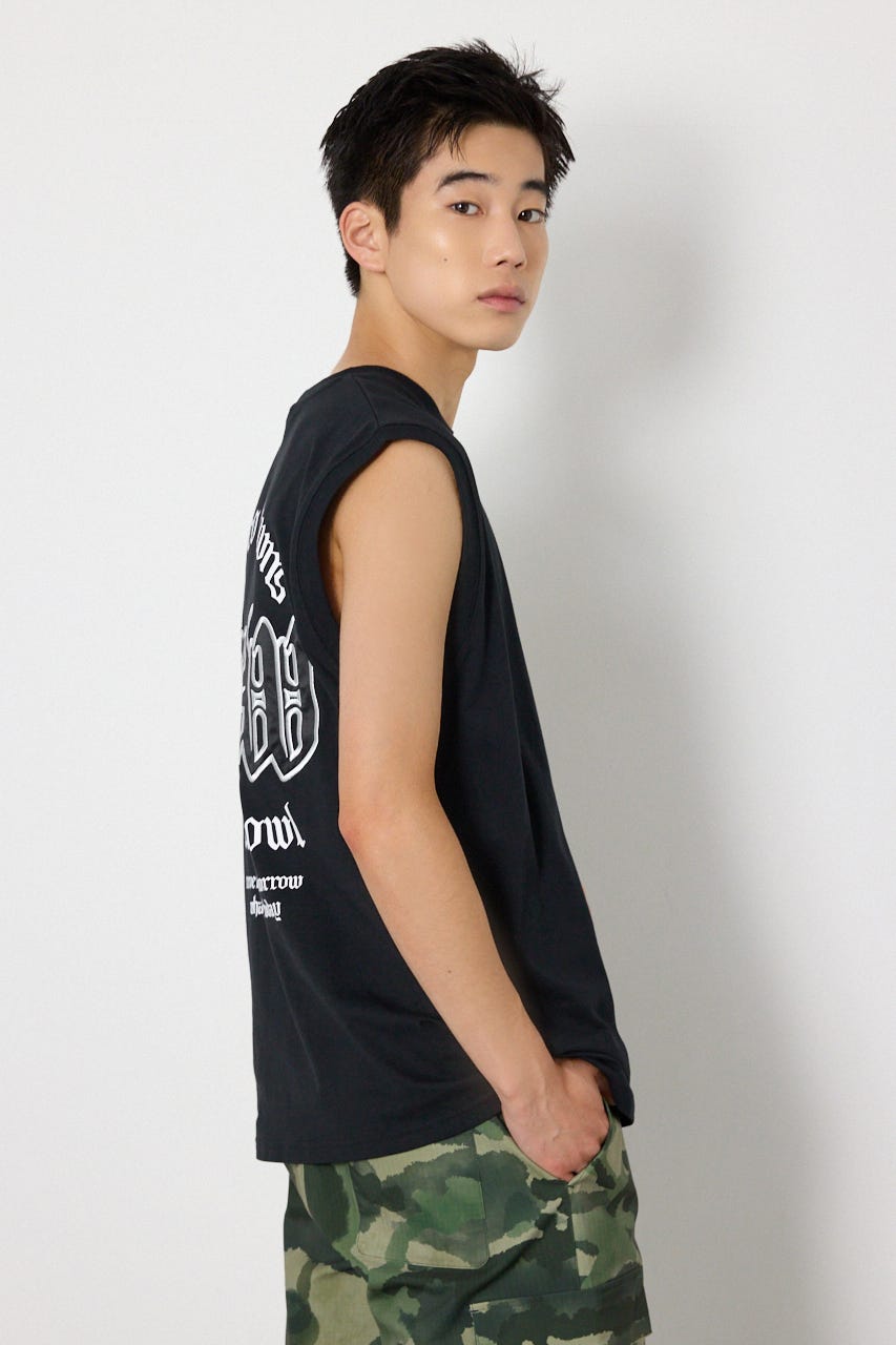 Blackletterノースリーブトップス BLK M