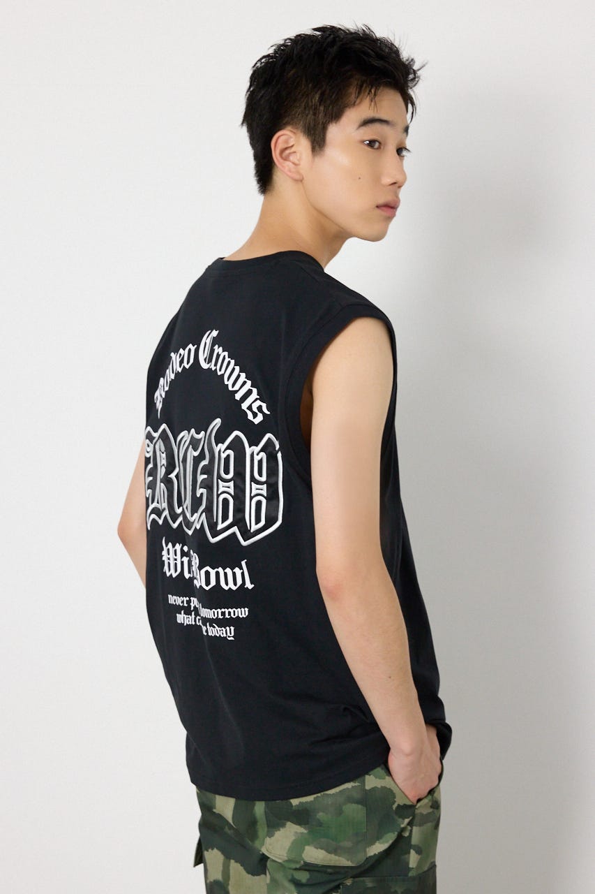 Blackletterノースリーブトップス BLK M