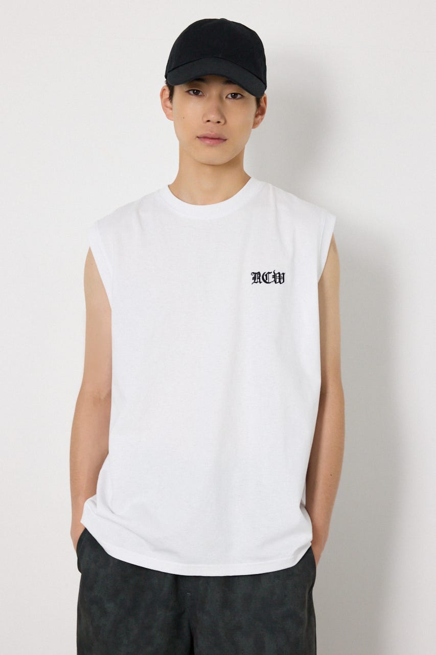 Blackletterノースリーブトップス WHT L