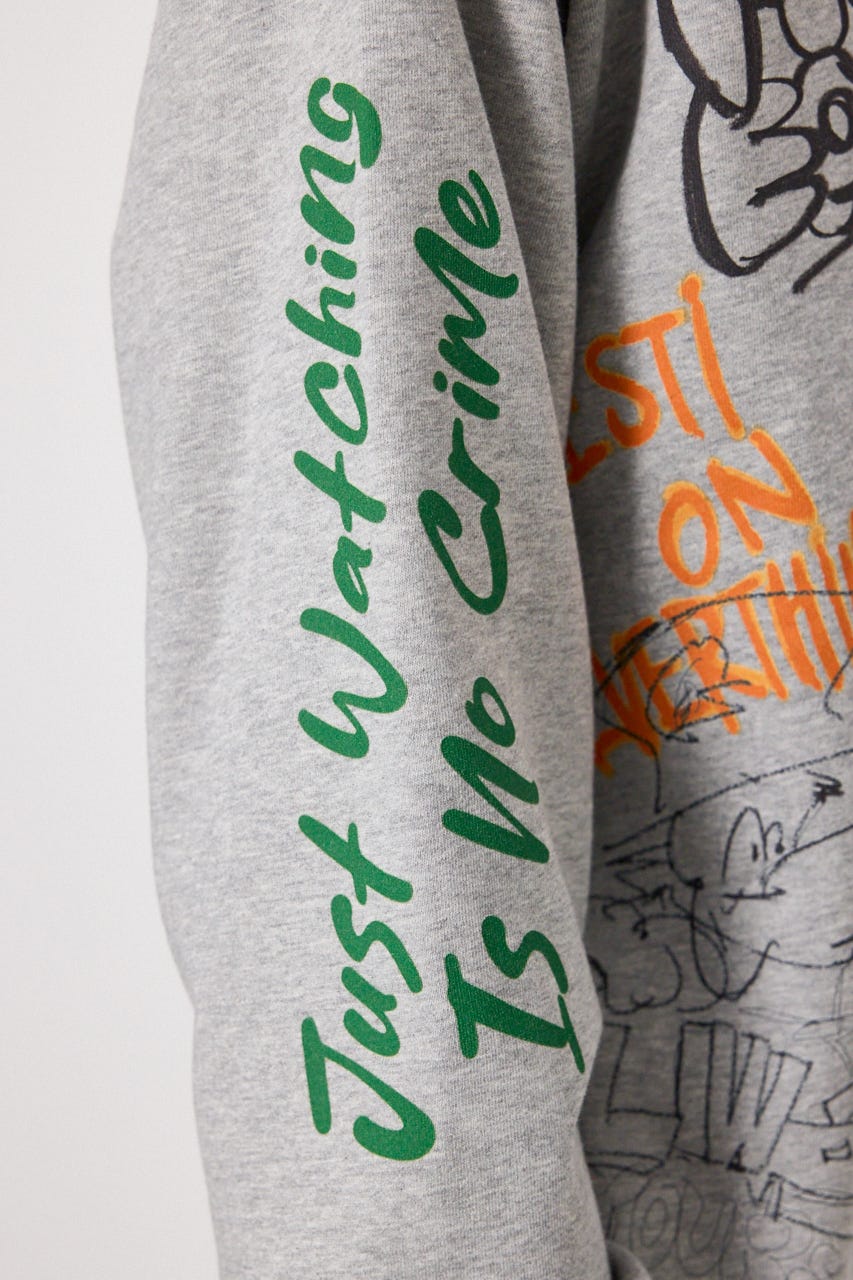 カラフルドローイングスウェット T.GRY L