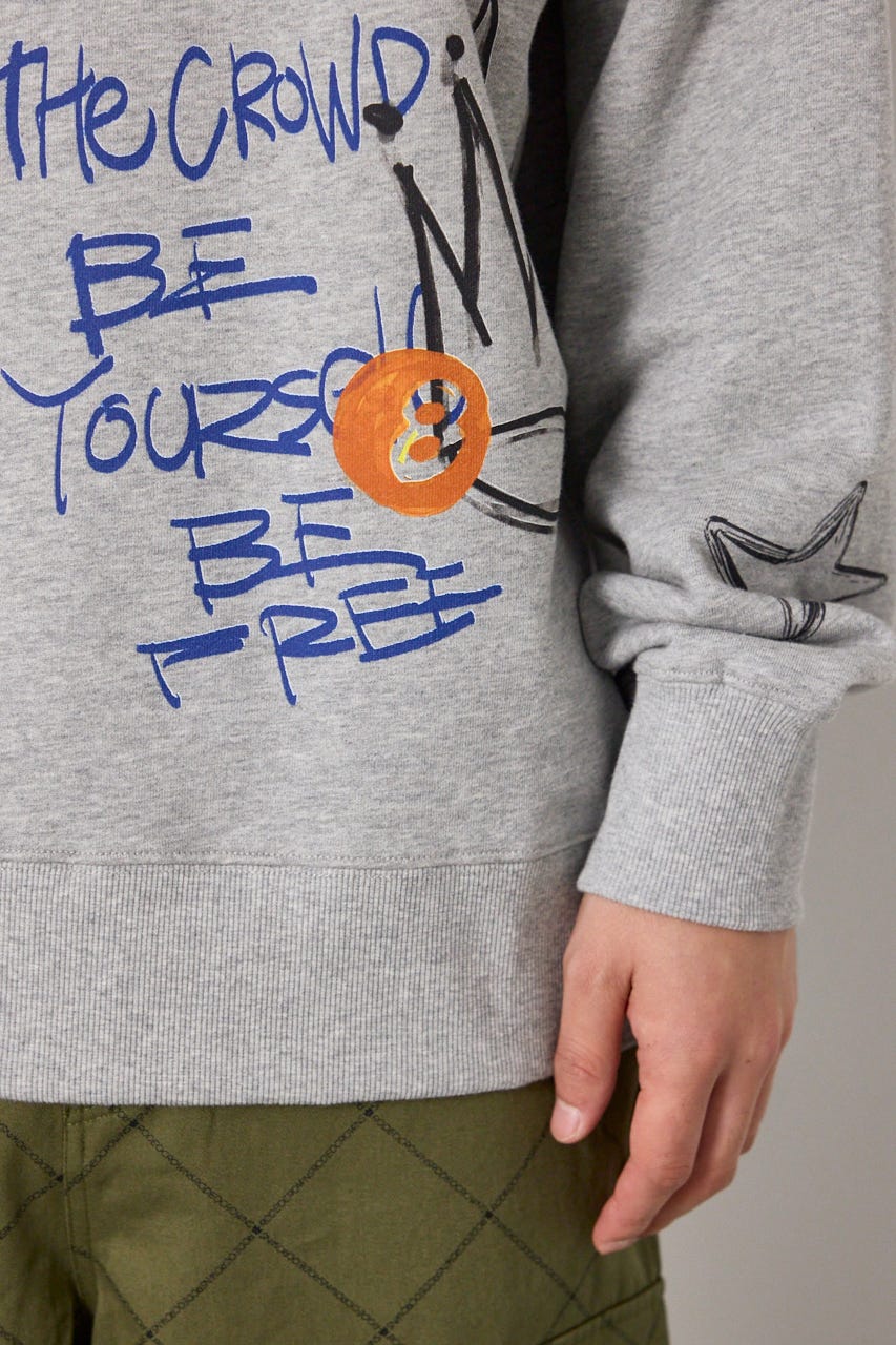 カラフルドローイングスウェット T.GRY L