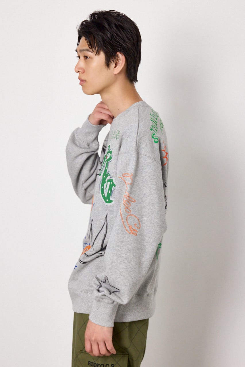 カラフルドローイングスウェット T.GRY L