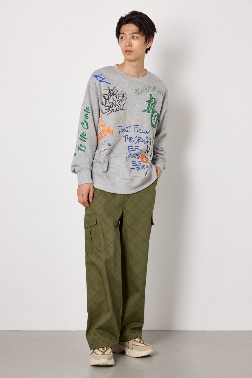 カラフルドローイングスウェット T.GRY L