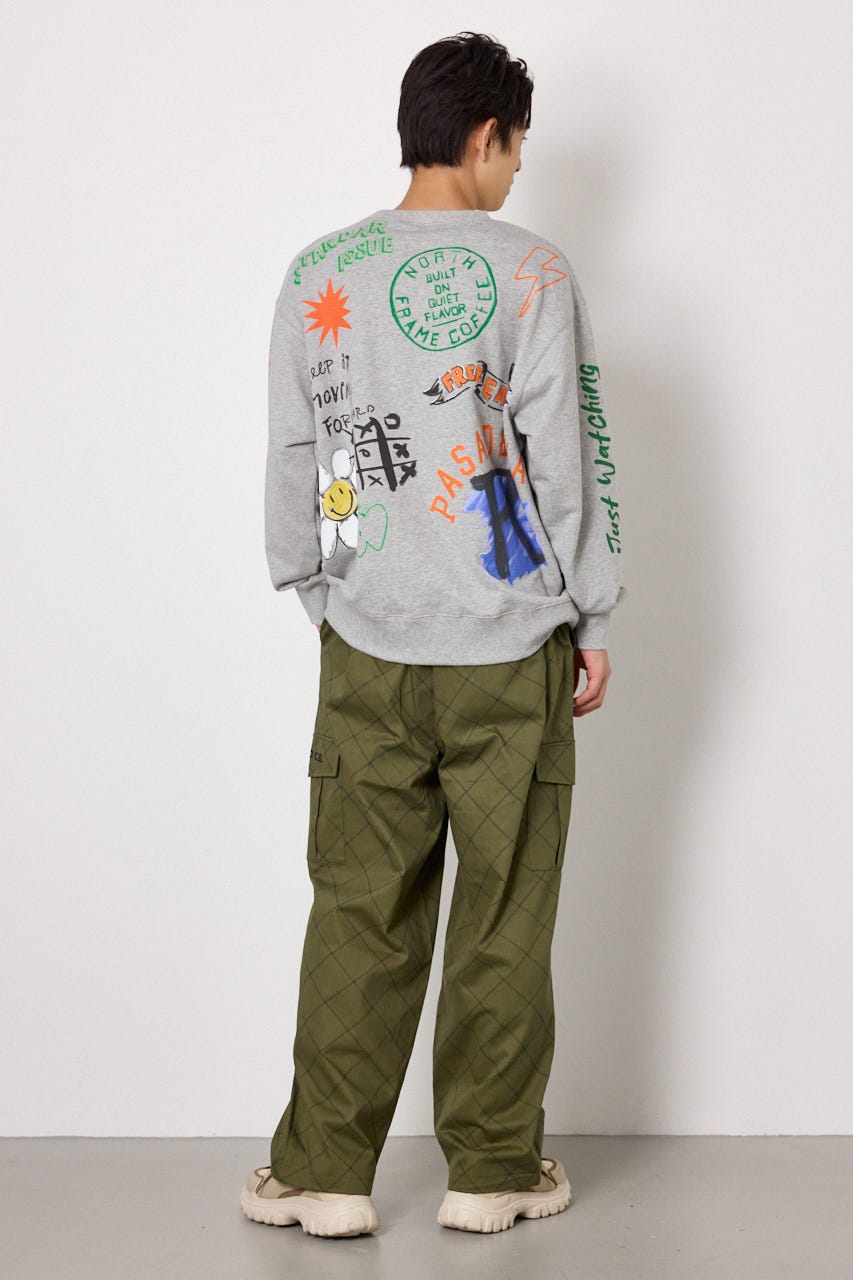 カラフルドローイングスウェット T.GRY L