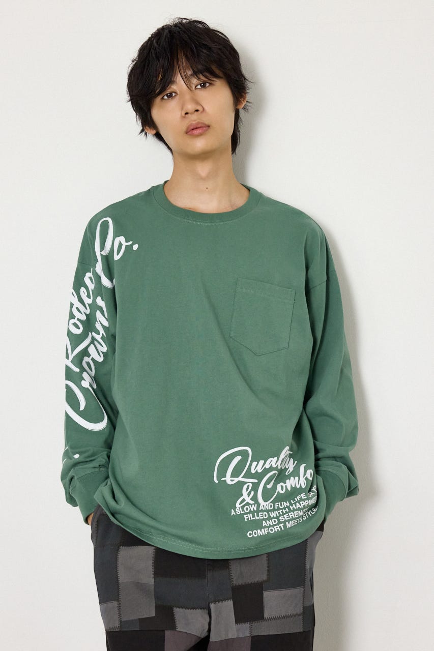 ショルダーロゴ長袖Tシャツ D/GRN L
