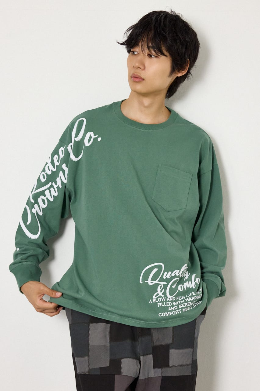 ショルダーロゴ長袖Tシャツ D/GRN L