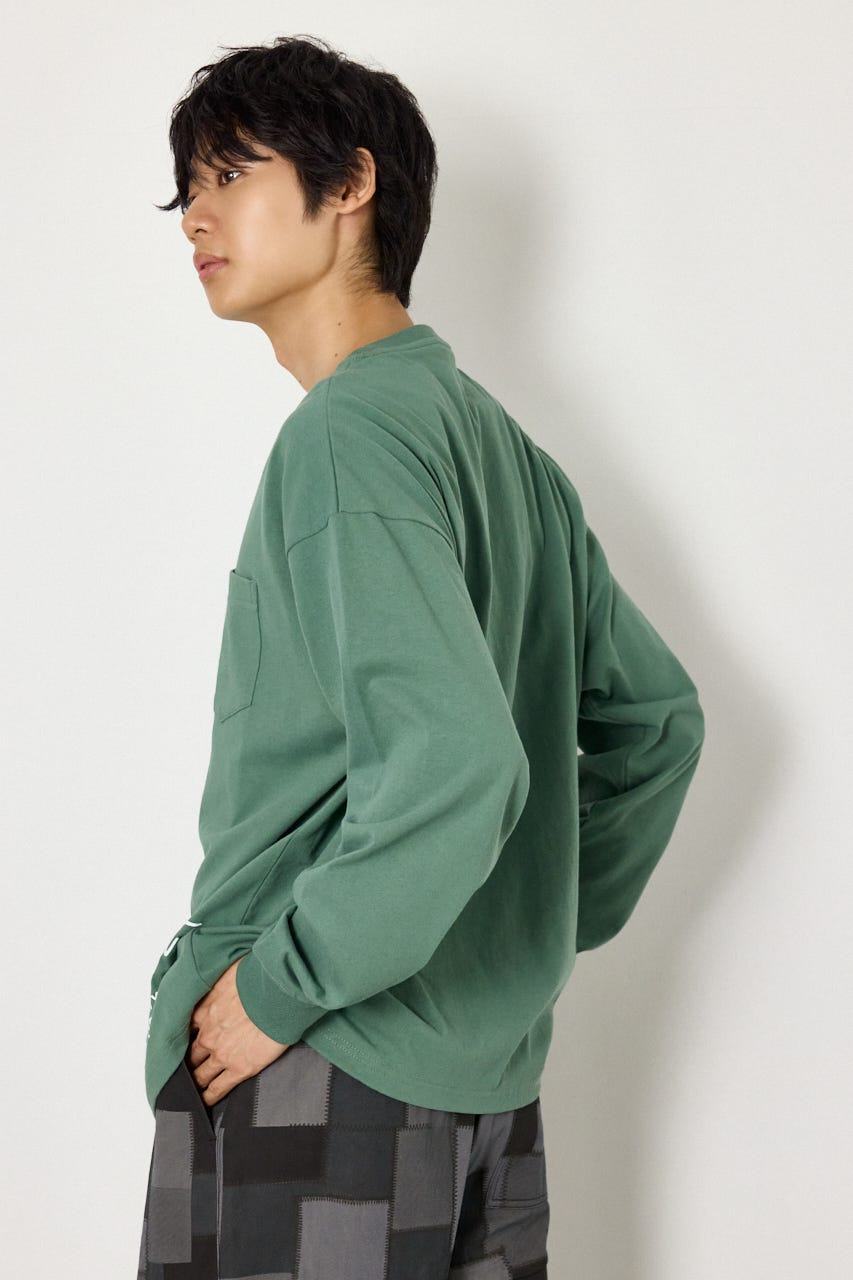 ショルダーロゴ長袖Tシャツ D/GRN L