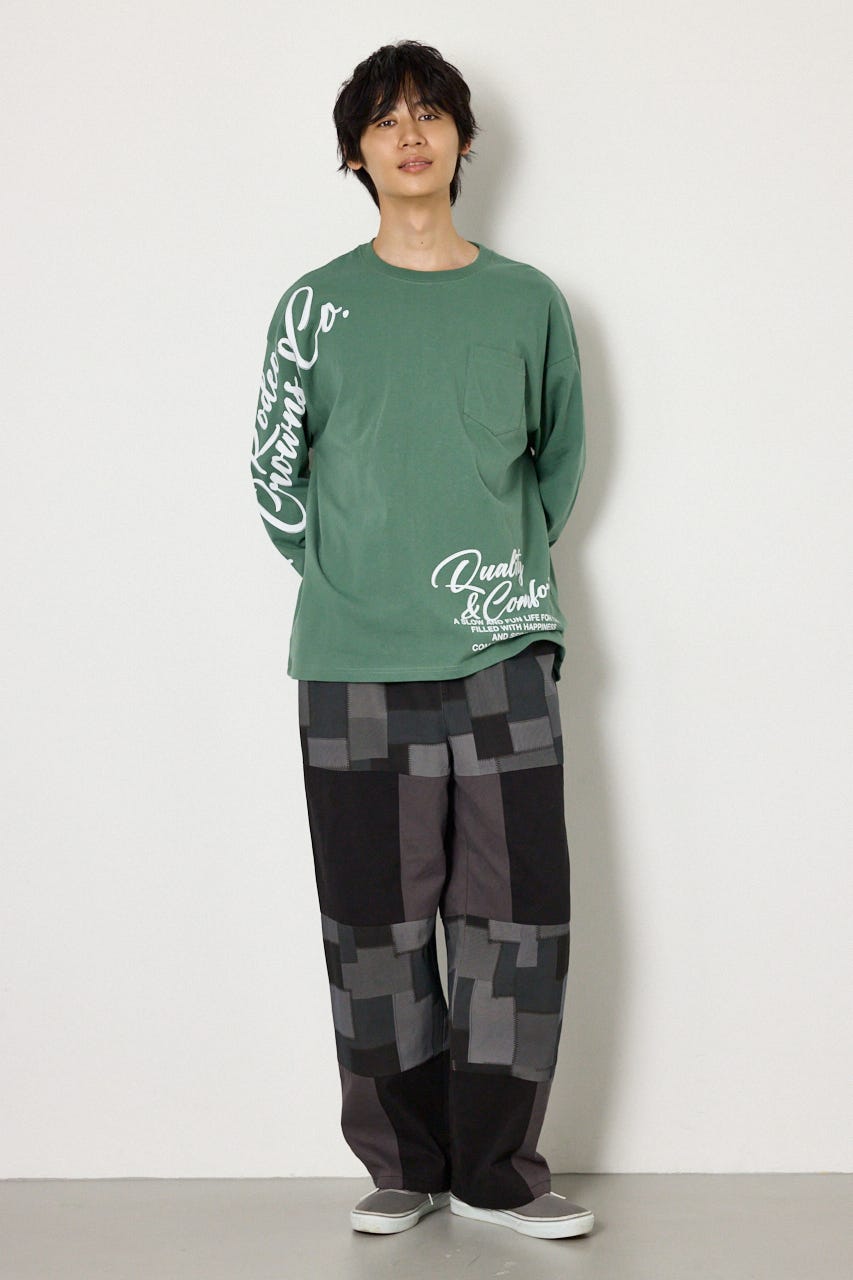 ショルダーロゴ長袖Tシャツ D/GRN L