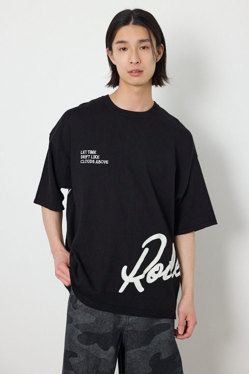 ビッグチェーン刺繍ニットトップス BLK L