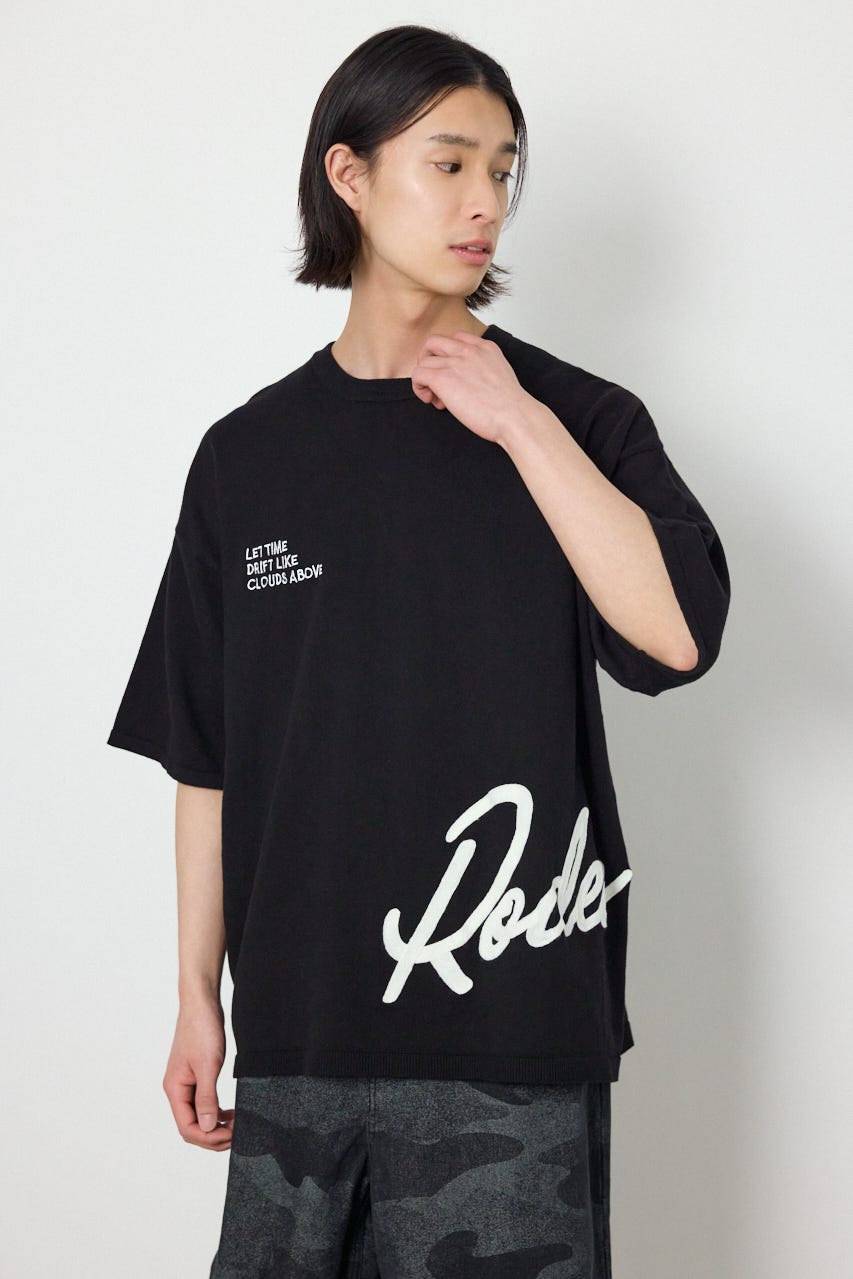 ビッグチェーン刺繍ニットトップス BLK L