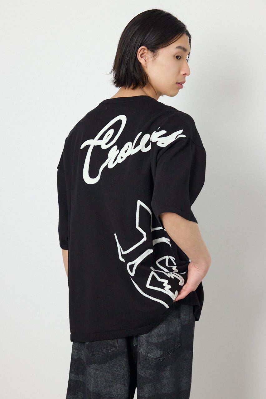 ビッグチェーン刺繍ニットトップス BLK L
