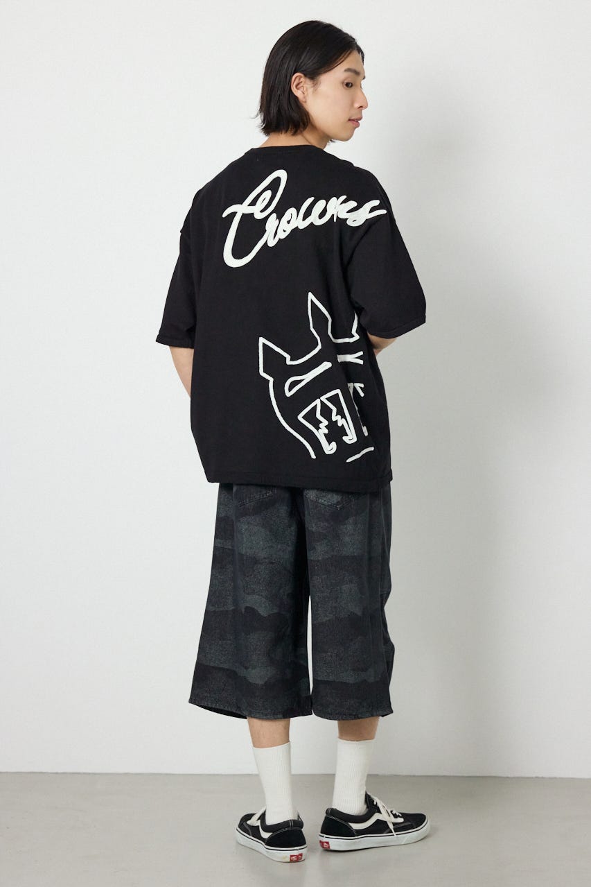 ビッグチェーン刺繍ニットトップス BLK L