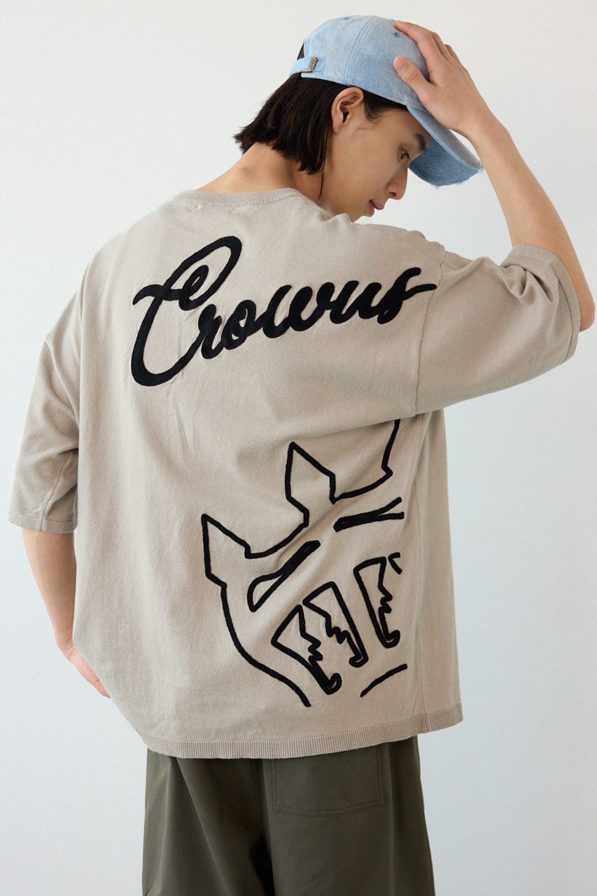 ビッグチェーン刺繍ニットトップス L/GRY M