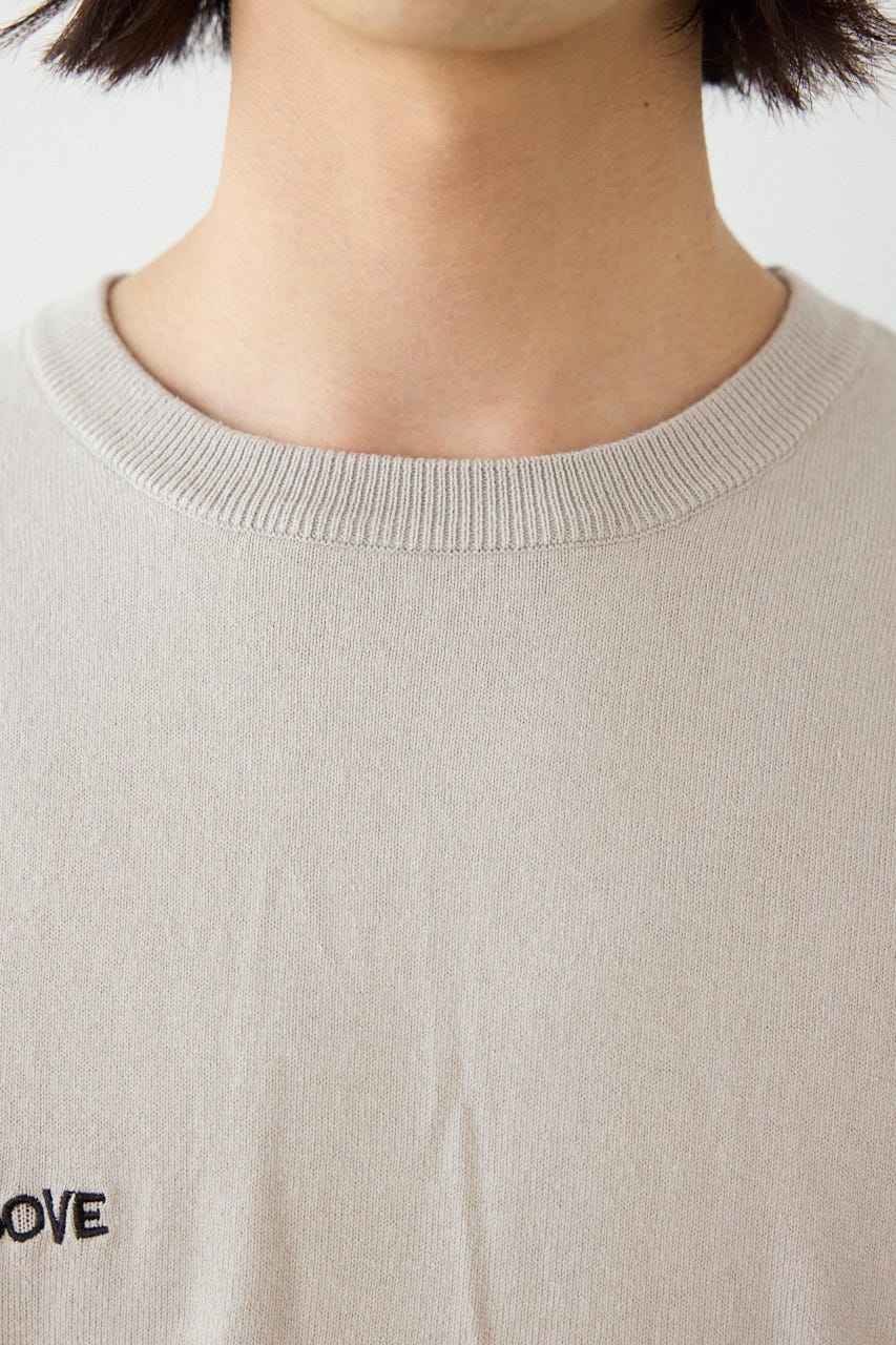 ビッグチェーン刺繍ニットトップス L/GRY M