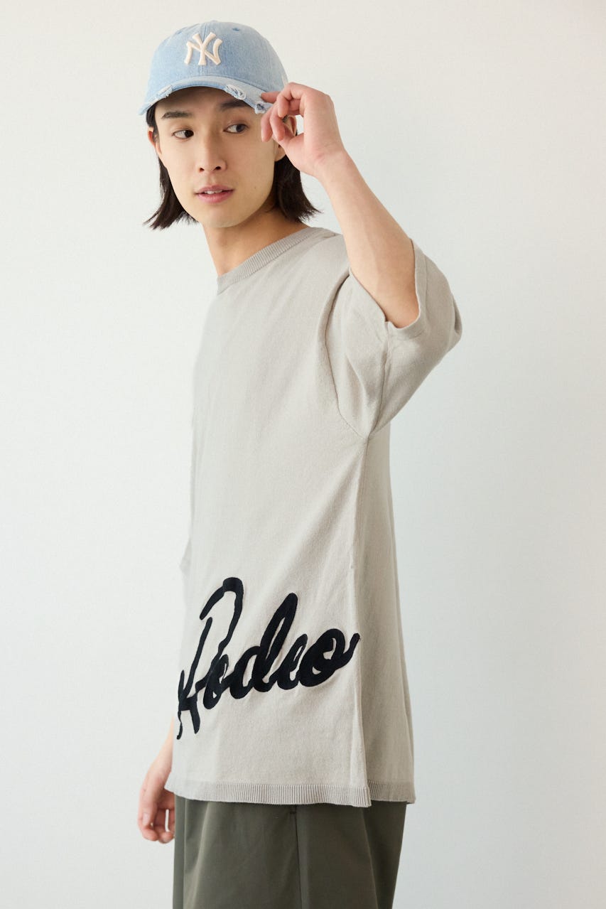 ビッグチェーン刺繍ニットトップス L/GRY M