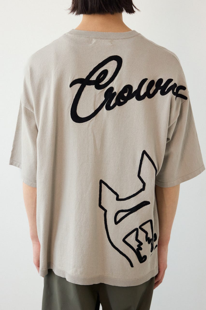 ビッグチェーン刺繍ニットトップス L/GRY M