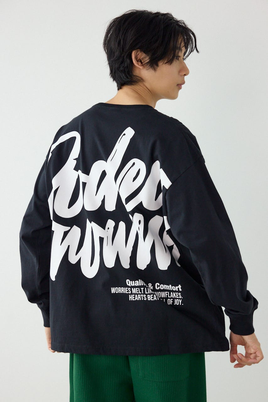 ペイントロゴ長袖Tシャツ BLK L