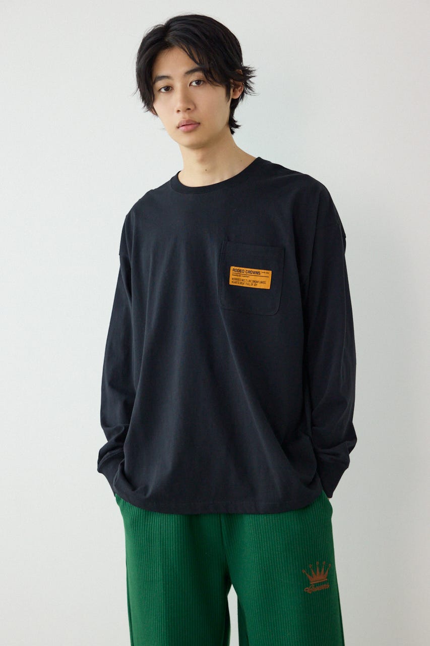 ペイントロゴ長袖Tシャツ BLK L
