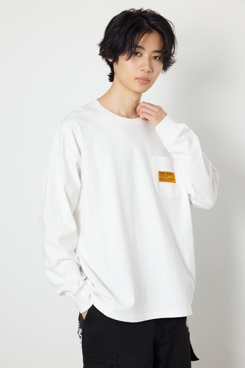 ペイントロゴ長袖Tシャツ WHT M